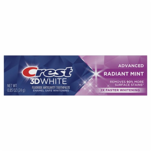 Crest 3D White Radiant Mint Whitening Toothpaste Travel Size Perspective: back