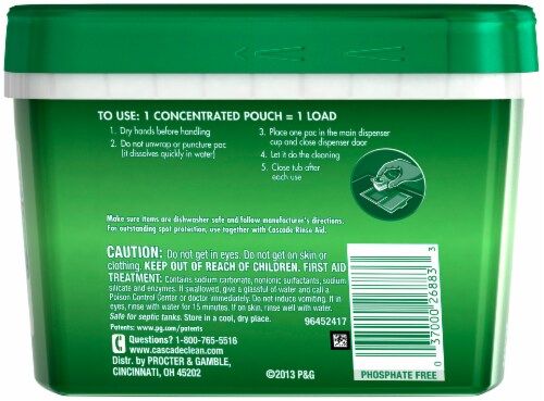 Cascade Complete ActionPacs Dishwasher Detergent Fresh Scent 46 Count Perspective: back
