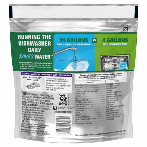 Cascade Platinum ActionPacs + Oxi Fresh Scent Dishwasher Detergent Pods Perspective: back
