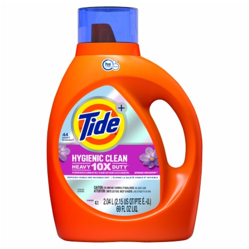 Tide HE Hygienic Clean Heavy Duty Spring Meadow Liquid Laundry Detergent Perspective: back