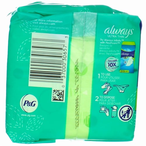 Always® Ultra Thin Size 2 Long Super Flexi-Wings™ Pads Perspective: back
