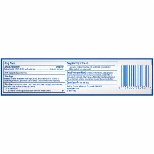 Crest Baking Soda & Peroxide Whitening Fresh Mint Fluoride Anticavity Toothpaste Perspective: back