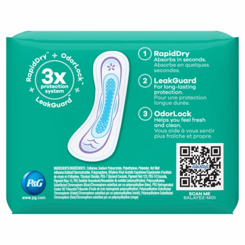 Always® Ultra Thin Size 2 Super Long Unscented Pads Without Wings Perspective: back