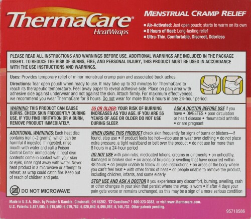 ThermaCare Menstrual Cramp Relief HeatWraps Patches Perspective: back