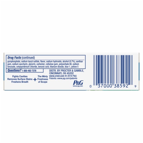 Crest + Scope Complete Whitening Toothpaste, Minty Fresh, .85 oz Perspective: back