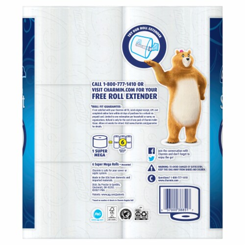 Charmin Ultra Soft Toilet Paper Tissue Super Mega Rolls Perspective: back