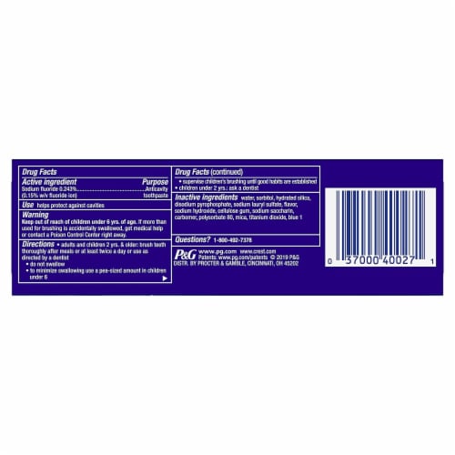 Crest 3D White, Whitening Toothpaste Arctic Fresh, 3.0 Ounce Perspective: back