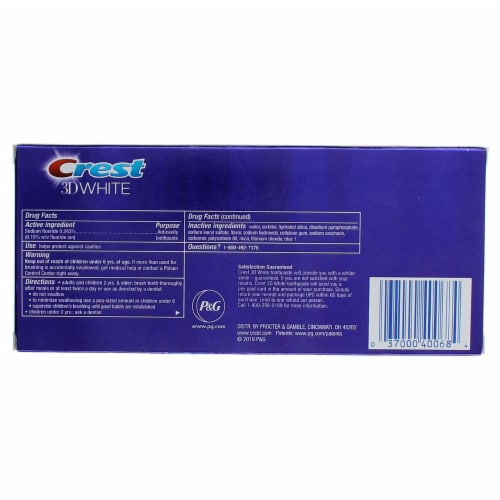 Crest 3D White, Whitening Toothpaste Radiant Mint, 4.1 oz, Pack of 2 Perspective: back