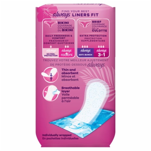 Always® Clean Scent Thin Regular Wrapped Daily Liners Perspective: back