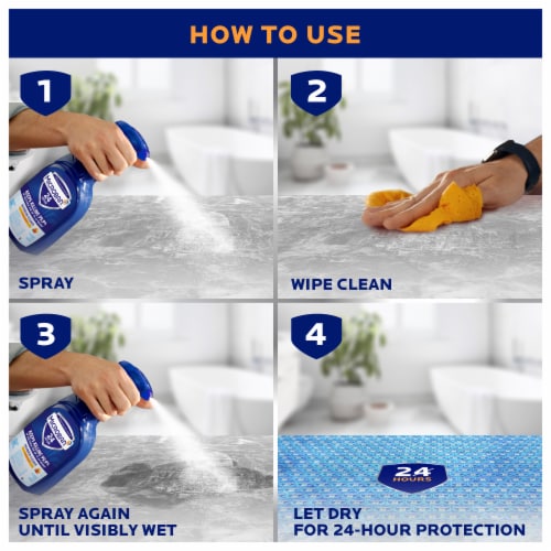 Microban 24 Hour Citrus Scent Bathroom Cleaner and Sanitizing Spray Perspective: back