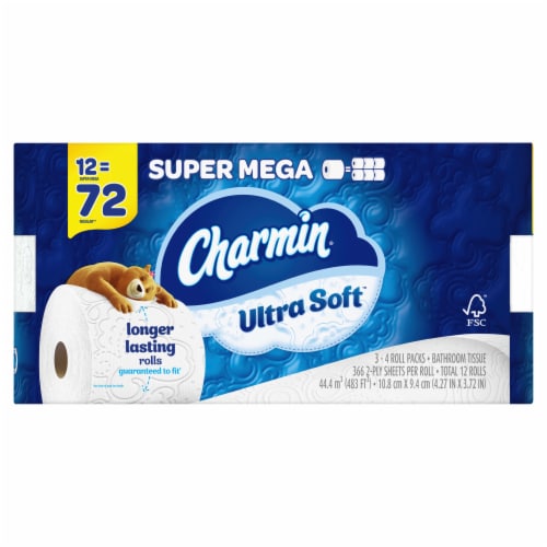 Charmin Ultra Soft Toilet Paper Tissue Super Mega Rolls Perspective: back