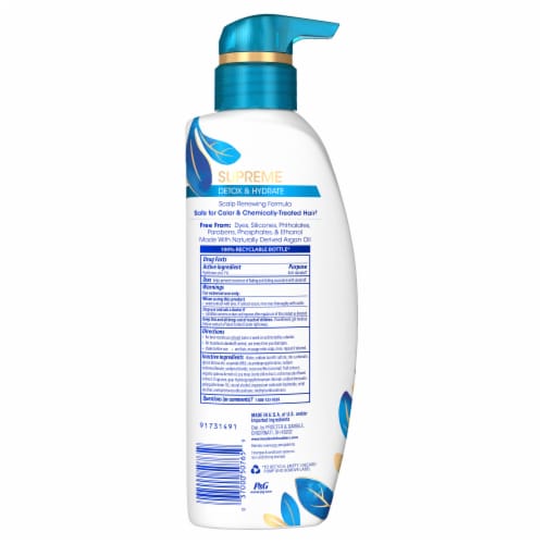 Head and Shoulders Supreme Detox & Hydrate Hair & Scalp Shampoo Perspective: back