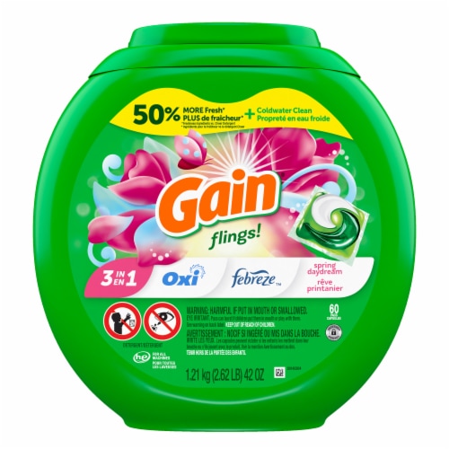 Gain Flings Spring Daydream Liquid Laundry Detergent Soap Pacs Perspective: back