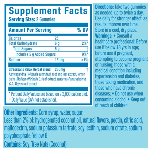 Stressballs De-Stress + Relax Lemon Balm Ginseng Gummies Perspective: back
