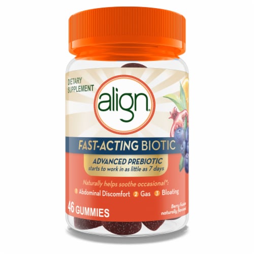 Align Advanced Prebiotic Fast-Acting Biotic Supplement Gummies Perspective: back