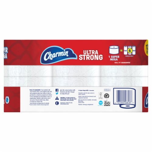 Charmin Ultra Strong Toilet Paper Tissue Super Mega Rolls Perspective: back