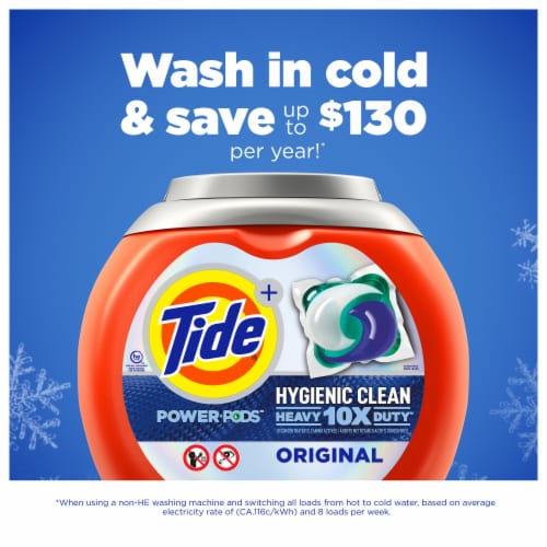 Tide Power PODs Hygienic Clean Heavy Duty Original Liquid Laundry Detergent Pacs Perspective: back