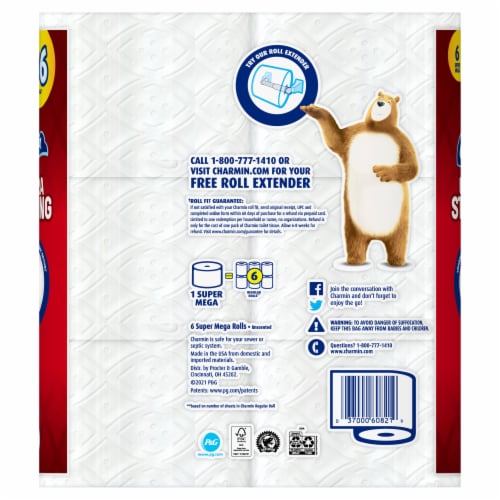 Charmin Ultra Strong Toilet Paper Tissue Super Mega Rolls Perspective: back