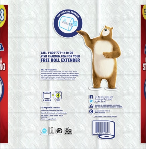 Charmin® Ultra Strong™ Toilet Paper Tissue Mega Rolls Perspective: back