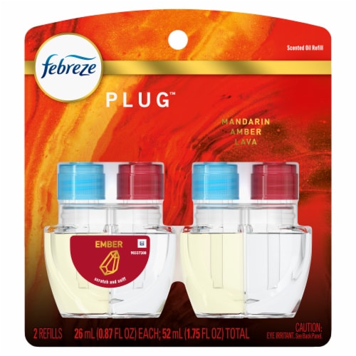 Febreze Origins Fade Defy PLUG Oil Air Freshener & Odor Fighter Ember Dual Refills Perspective: back