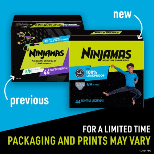 Ninjamas Nighttime Bedwetting Underwear Boys Large (64-95+ lbs) Perspective: back