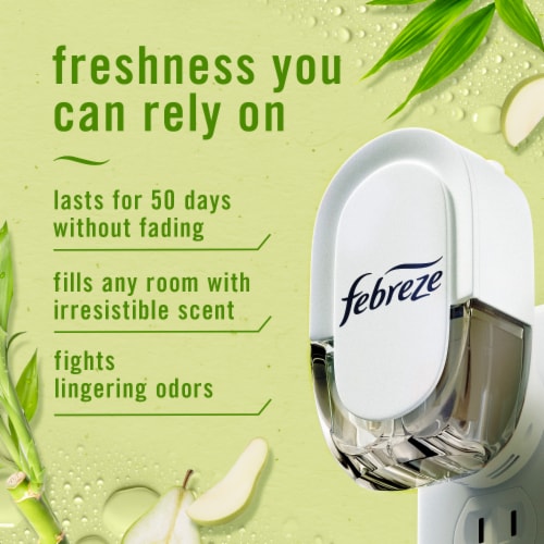 Febreze Bamboo LIGHT Fade Defy PLUG Air Freshener Starter Kit & Single Oil Refill Perspective: back