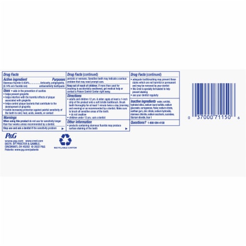 Crest Pro-Health Toothpaste Smooth Formula Clean Mint Paste Twin Pack Perspective: back