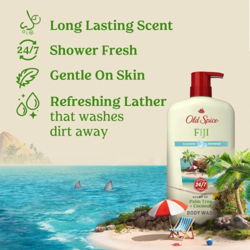Old Spice Fresher Collection Body Wash Pump Fiji With Palmtree Perspective: back