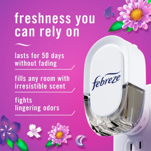 Febreze Moonlight Breeze Odor-Eliminating Fade Defy PLUG Air Freshener Gain Oil Refill Perspective: back