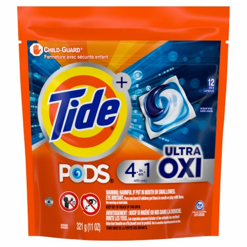 Tide PODS Ultra Oxi Liquid Laundry Detergent Soap Pacs Perspective: back