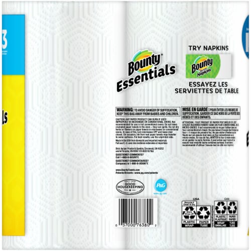 Bounty Essentials Select-A-Size Singles Plus Roll Paper Towels Perspective: back