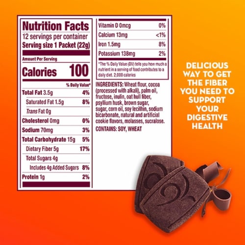 Metamucil Psyllium Fiber Chocolate Thins Perspective: back