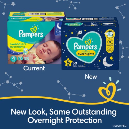 Pampers Swaddlers Overnights Size 3 Baby Diapers Super Pack Perspective: back
