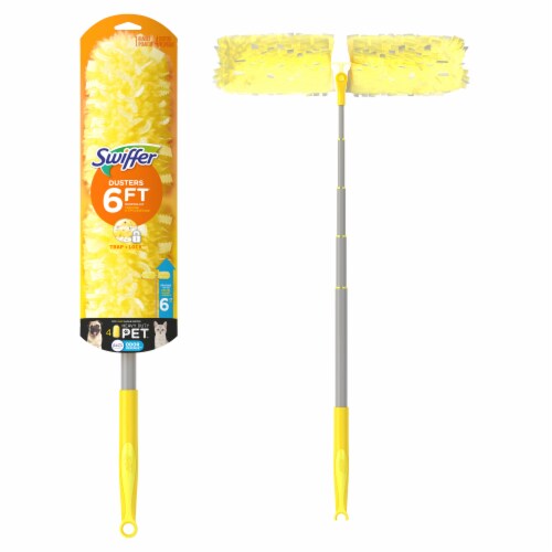 Swiffer Duster Heavy Duty Super Extendable Handle Pet Starter Kit & Refills Perspective: back