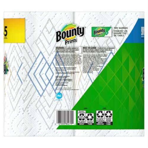 Bounty Select-A-Size Prints Double Plus Paper Towels Perspective: back