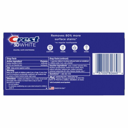 Crest 3D White Icy Clean Mint Stain Eraser Teeth Whitening Toothpaste Value Pack Perspective: back