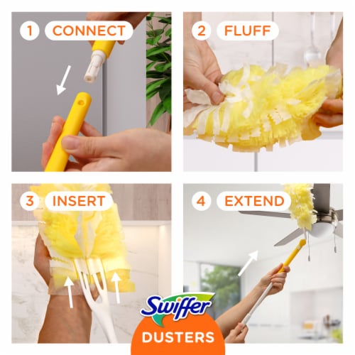 Swiffer Dusters Heavy Duty Extendable Handle Dusting Kit Perspective: back
