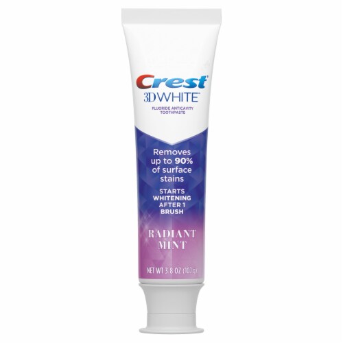 Crest 3D White Radiant Mint Teeth Whitening Toothpaste Perspective: back