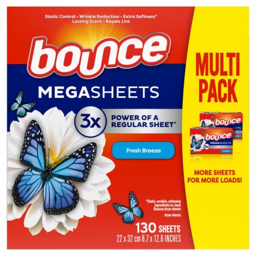 Bounce Outdoor Fresh Scent WrinkleGuard Mega Dryer Sheets Perspective: back