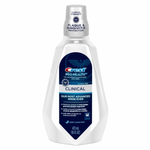Crest Mint Pro-Health Alcohol Free Clinical Mouthwash Perspective: back