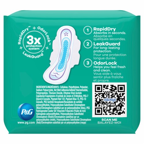 Always® Ultra Thin Size 5 Extra Heavy Overnight Pads with Wings Perspective: back