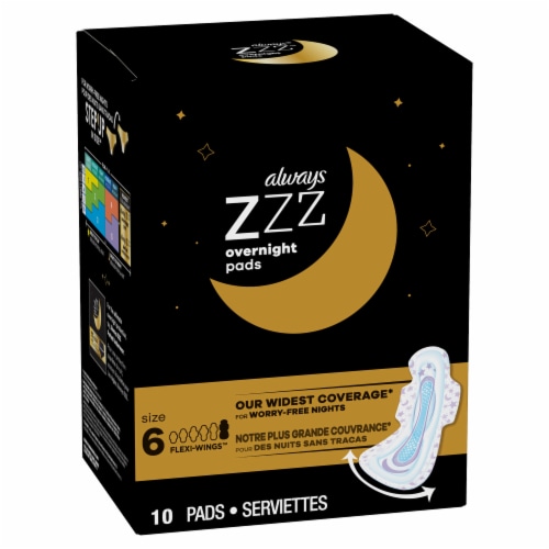 Always® ZZZ Size 6 Overnight Absorbency Unscented Pads with Wings Perspective: back