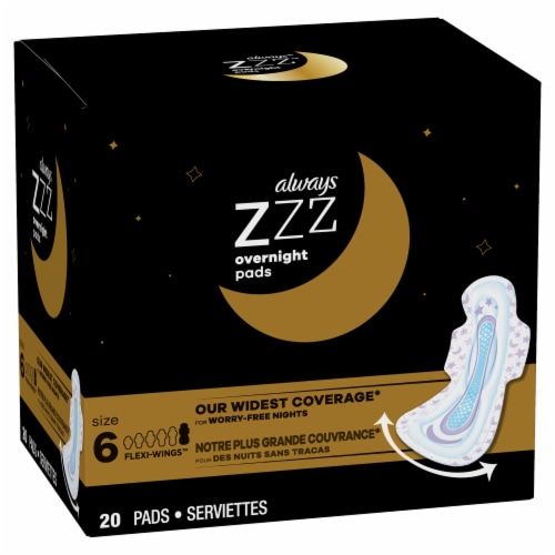 Always® ZZZ Size 6 Overnight Pads with Wings Perspective: back