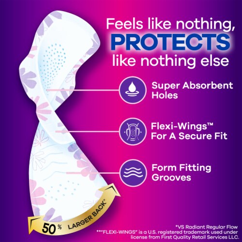 Always Radiant FlexFoam Pads with Wings Extra Heavy Overnight Absorbency Size 5 Scented Perspective: back