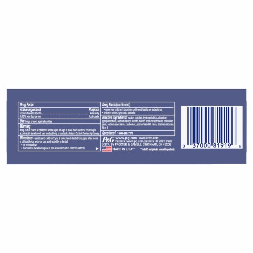 Crest 3D White Arctic Fresh Teeth Whitening Toothpaste Perspective: back