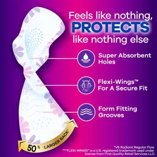 Always Radiant Size 4 Overnight Scented Pads With Wings Perspective: back