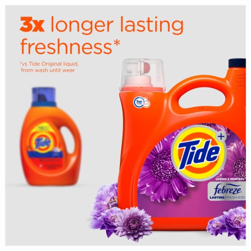 Tide HE Plus Febreze Freshness Spring & Renewal Liquid Laundry Detergent Perspective: back