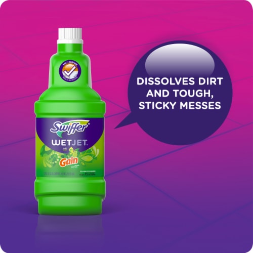 Swiffer WetJet Multi-Purpose and Hardwood Gain Scent Liquid Floor Cleaner Solution Refill Perspective: back