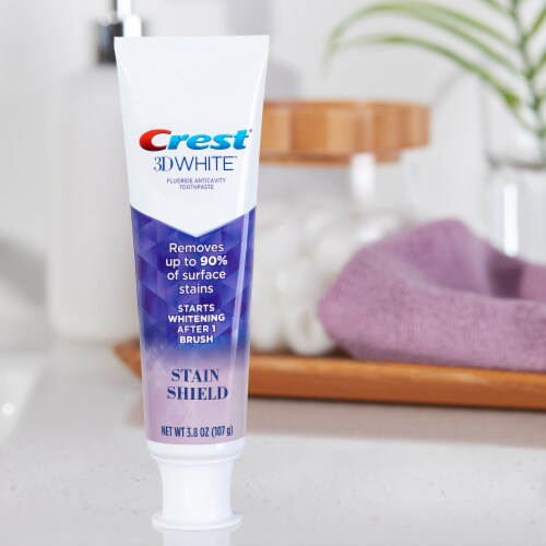 Crest 3D White Stain Shield Teeth Whitening Toothpaste Perspective: back