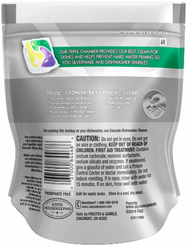 Cascade Platinum ActionPacs Dishwasher Detergent Lemon Burst 12 Count Perspective: back